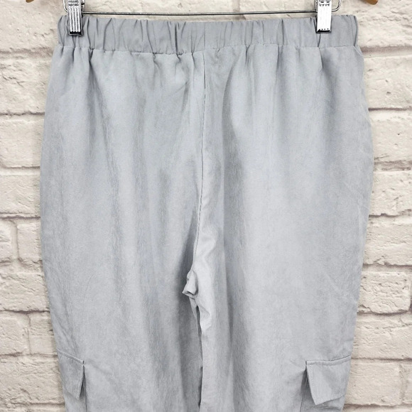 BOOHOO Greyish Novea Soft Touch Woven Utility Joggers Pants Size US 8 - Picture 5 of 15